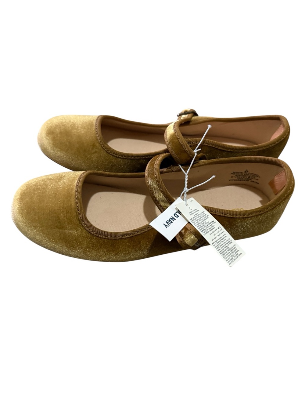 Old Navy Velvet Mary Jane Flats in Mustard Gold